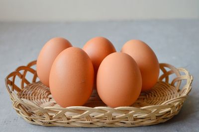 Close-up of eggs in basket