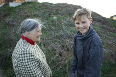 Grandma and grandchild smiling