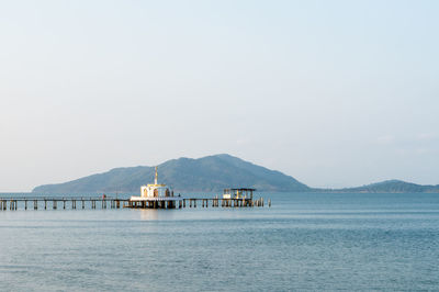 Scenic view of sea against clear sky