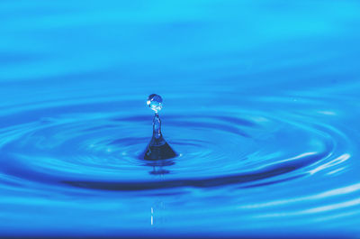 Close-up of drop splashing in water