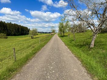 Road amidst trees against sky