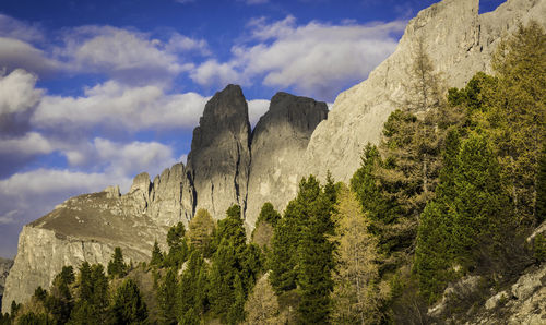 Low angle view of rocks against sky