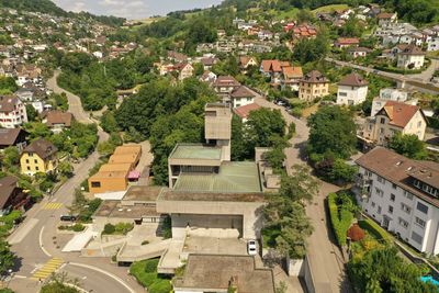 High angle view of townscape