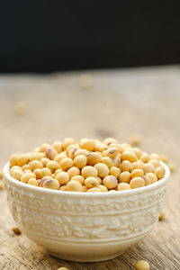 Close-up of eggs in bowl on table