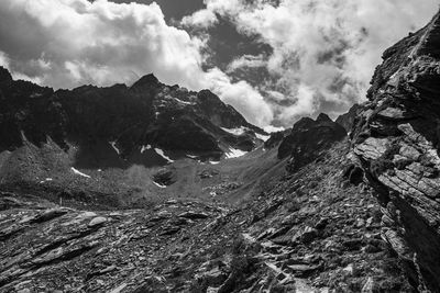 Scenic view of majestic mountains against sky