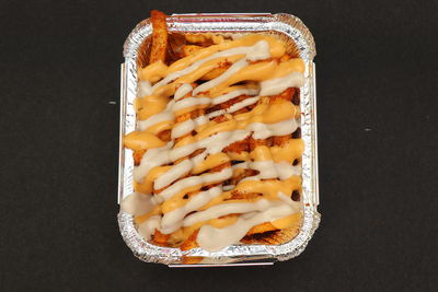 Close-up of food on black background