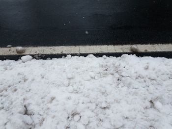 High angle view of snow covered road