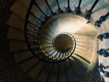 High angle view of spiral stairs