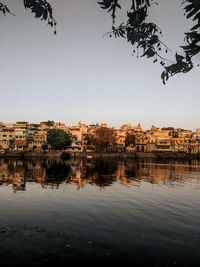 Reflection of buildings in city