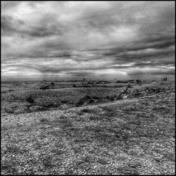 Scenic view of landscape against cloudy sky