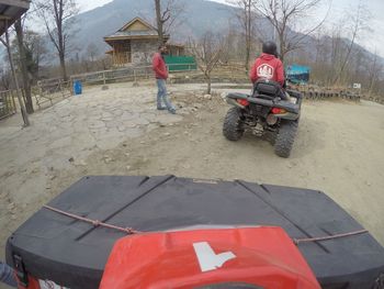 Man on road against sky