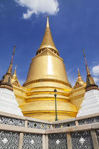 Low angle view of pagoda against sky