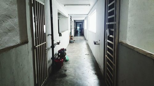 High angle view of corridor of building