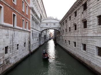 Canal passing through city buildings