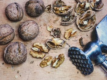 Close-up of walnuts on table