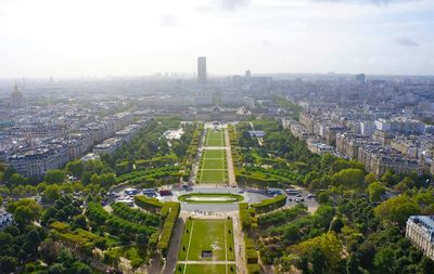 High angle view of buildings in city