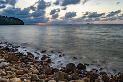 Scenic view of sea against sky during sunset