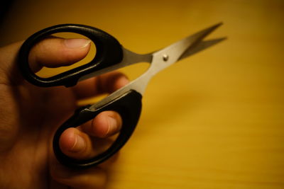 High angle view of metal equipment on table