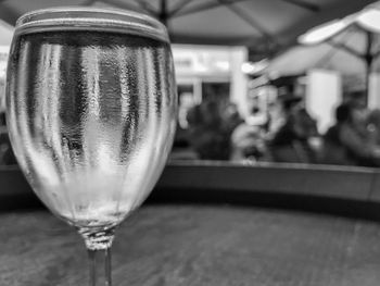 Close-up of beer in glass on table
