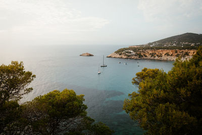 High angle view of sea against sky