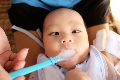 Close-up portrait of cute baby boy