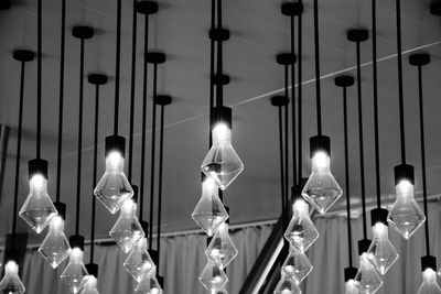 Low angle view of lighting equipment hanging