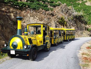 Miniature train on road