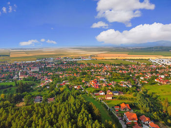 High angle view of townscape against sky