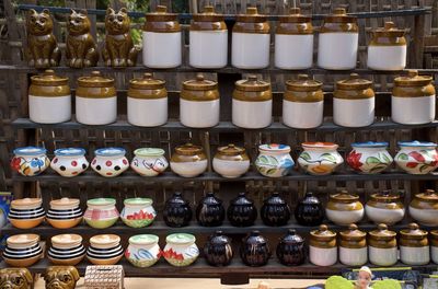 Full frame shot of illuminated lanterns for sale