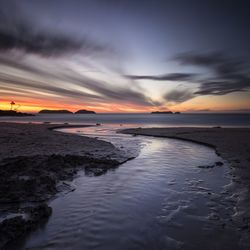 Scenic view of sea against cloudy sky