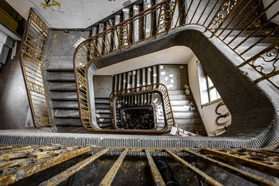 High angle view of spiral staircase