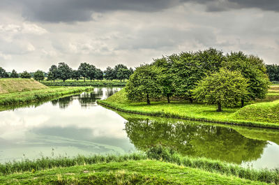 Scenic view of lake against sky