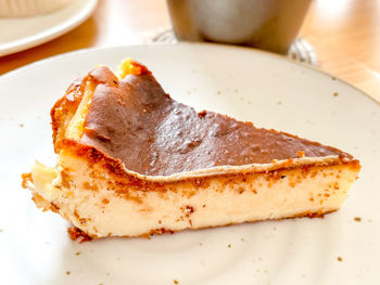 Close-up of cake in plate on table