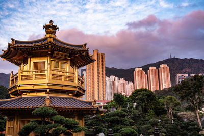 Low angle view of buildings against sky