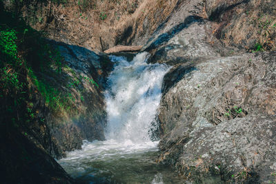 Scenic view of waterfall in forest