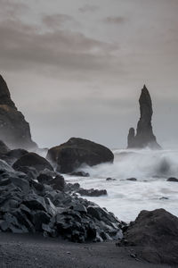 Scenic view of sea against sky during winter