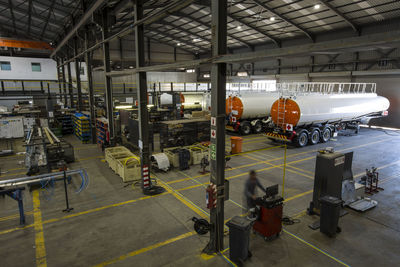 Factory workers in truck manufacture