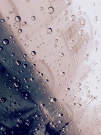 Full frame shot of raindrops on glass window