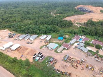 High angle view of cars on land