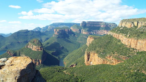 Panoramic view of landscape and mountains against sky