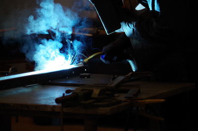 Man working on table