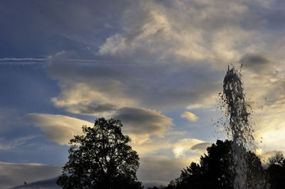 Low angle view of silhouette trees against sky