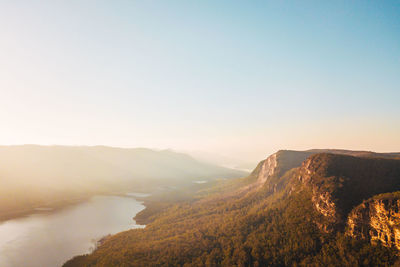 Scenic view of mountains against clear sky