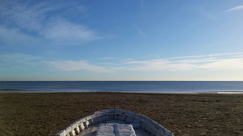 Scenic view of sea against cloudy sky