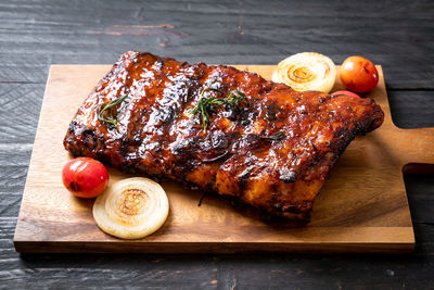 High angle view of food on table