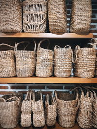 Close-up of wicker basket at store