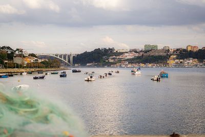 Scenic view of bay against sky