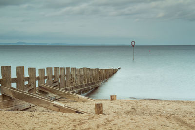 Scenic view of sea against cloudy sky