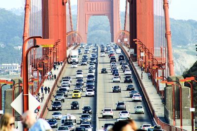 Cars on golden gate bridge