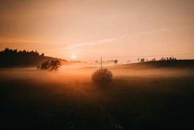 Scenic view of field against sky during sunset